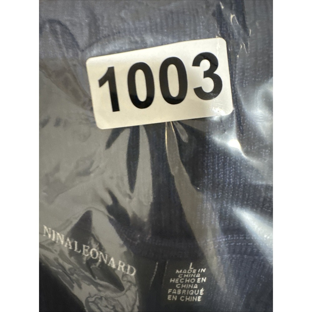 Nina Leonard‎ Women's L Ribbed Knit Bodycon Dress Blue Pleated Cuff NWT - Picture 12 of 12